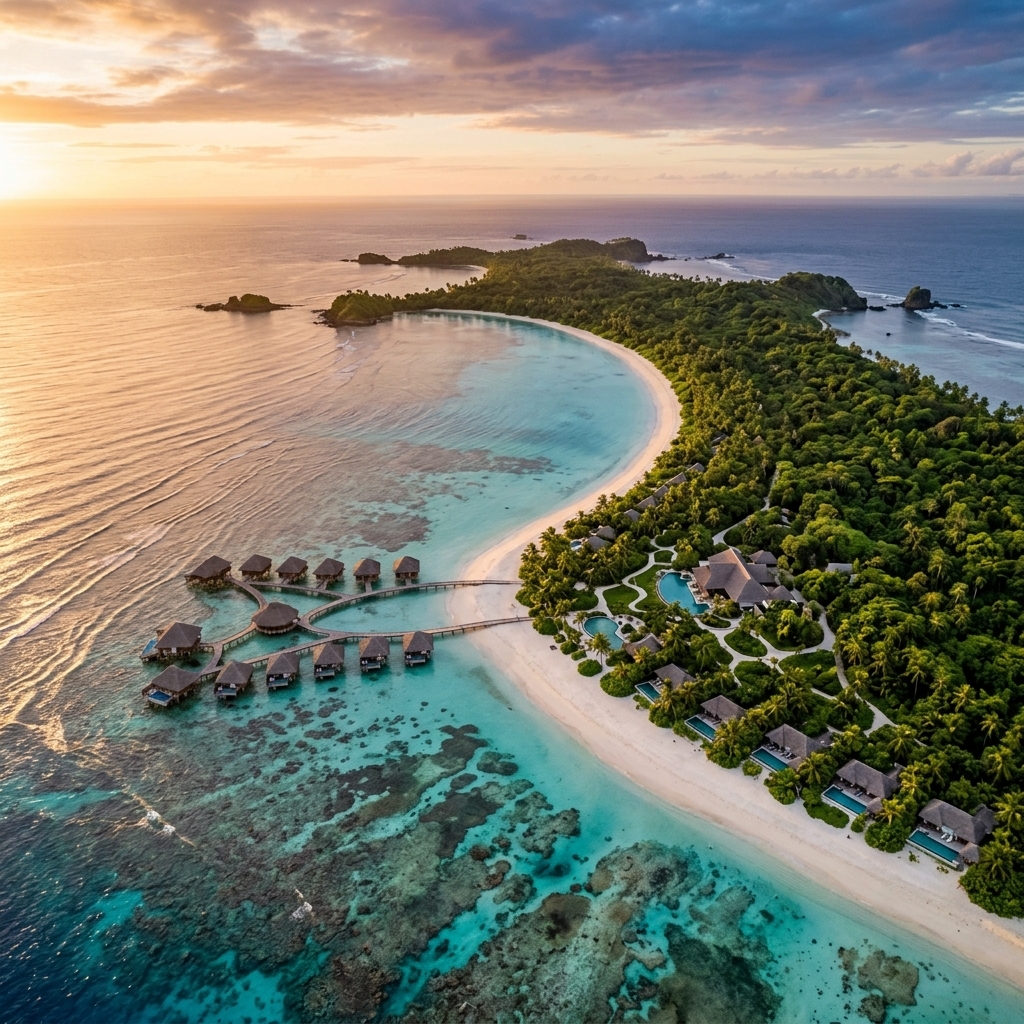 Island beach aerial view